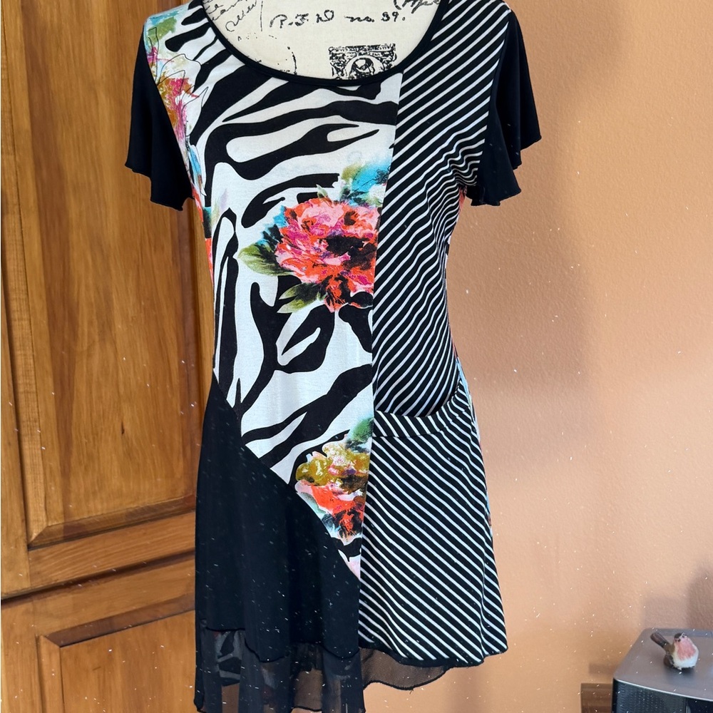 Fleur de Lis Collection Black and White Floral Dress